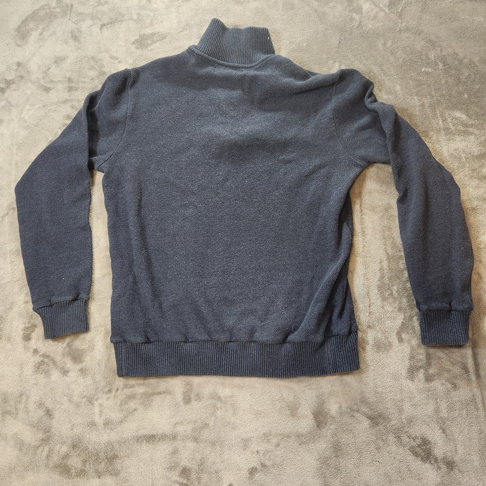 Polo Ralph Lauren Sweater Mens Medium Blue 1/4 Zip Pima Cotton Elbow Patch - Picture 2 of 8